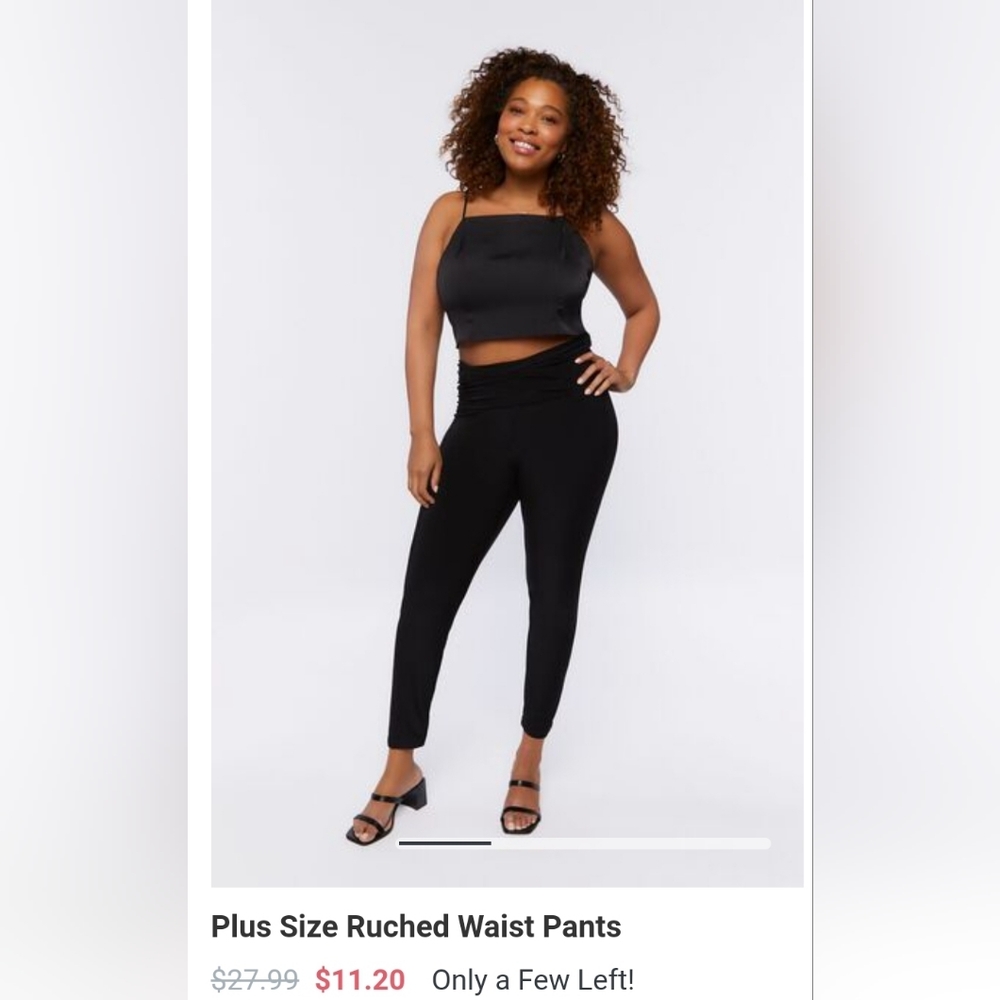 Forever 21 Plus Size Black Ruched Waist Pants - Picture 1 of 9